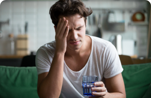Men may be more likely to cope with mental health challenges in harmful ways, like excessive drinking or substance use.